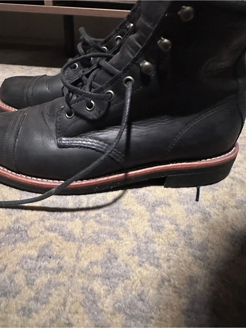 Men's Black Leather Lace-Up Boots